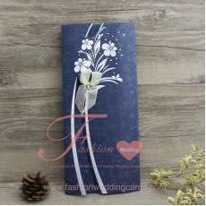 Blue Traditional Wedding Invitations Pocket